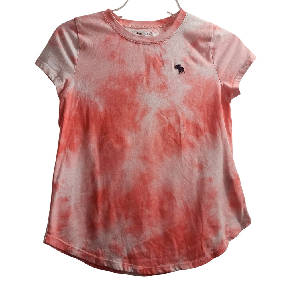 Abercrombie Kids Tie Dye‎ T Shirt Coral White Moose Logo Size 13 14